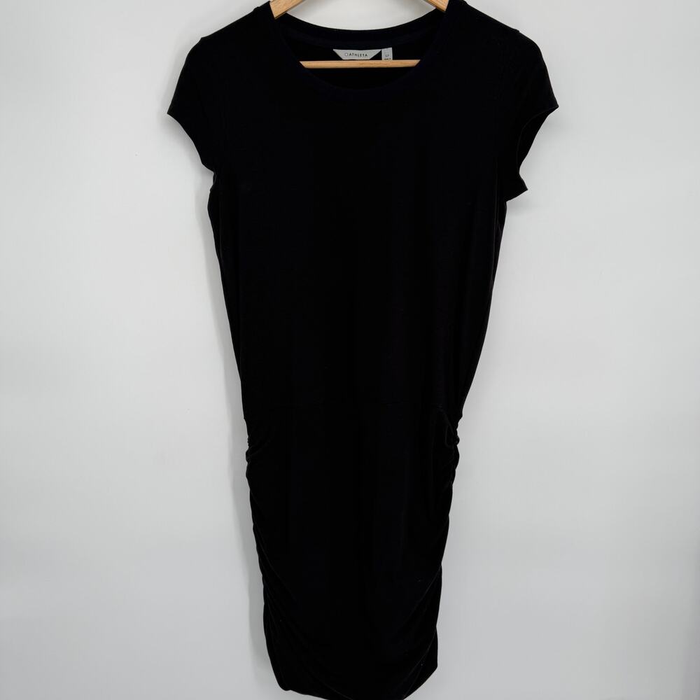 Athleta Dress Women’s SP Black Ruched Sides Knit Stretch ComfyCore‎ Athleisure